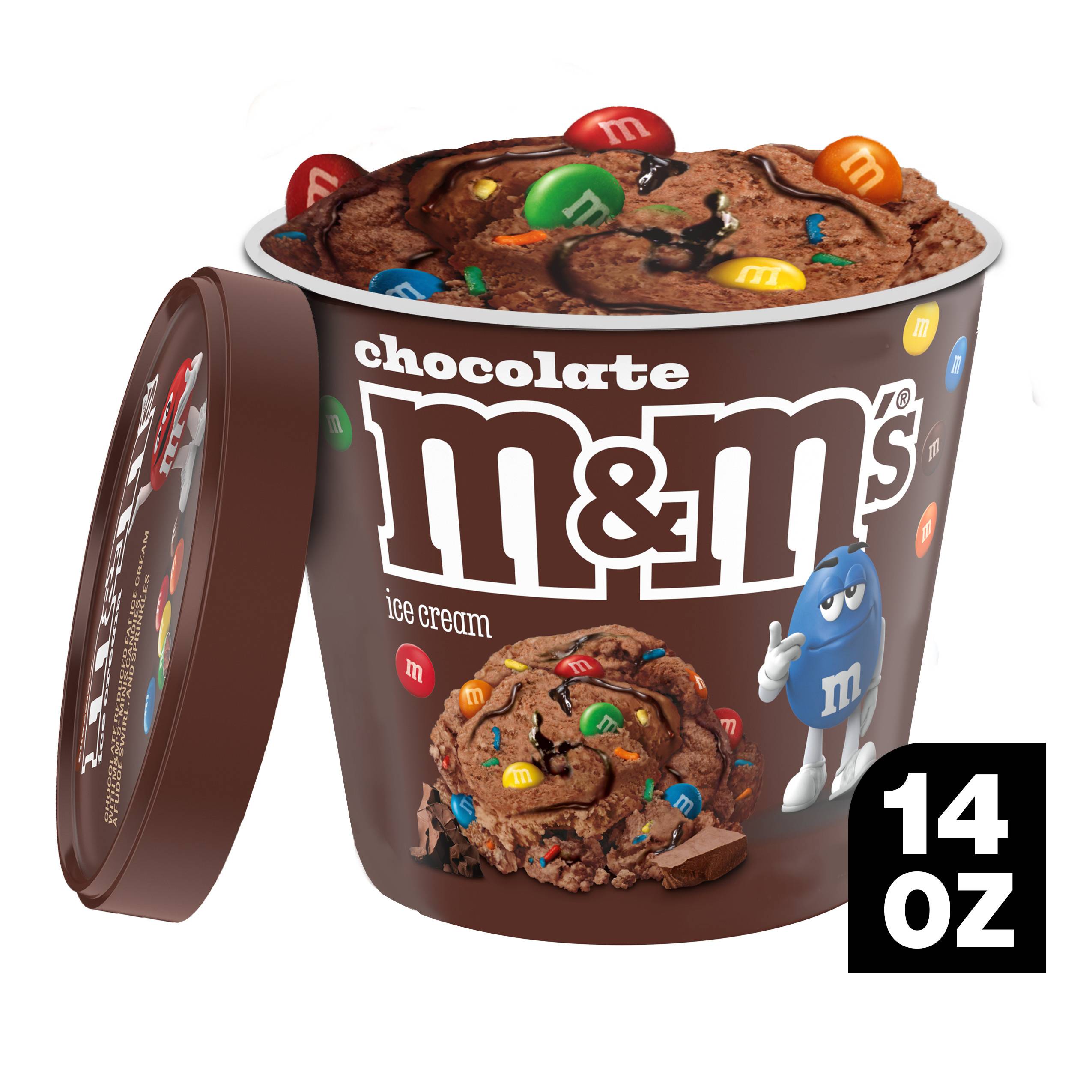 M&M'S Chocolate Ice Cream with M&M'S Minis Candies, Chocolate Fudge Swirls and Rainbow Sprinkles, 14 Oz