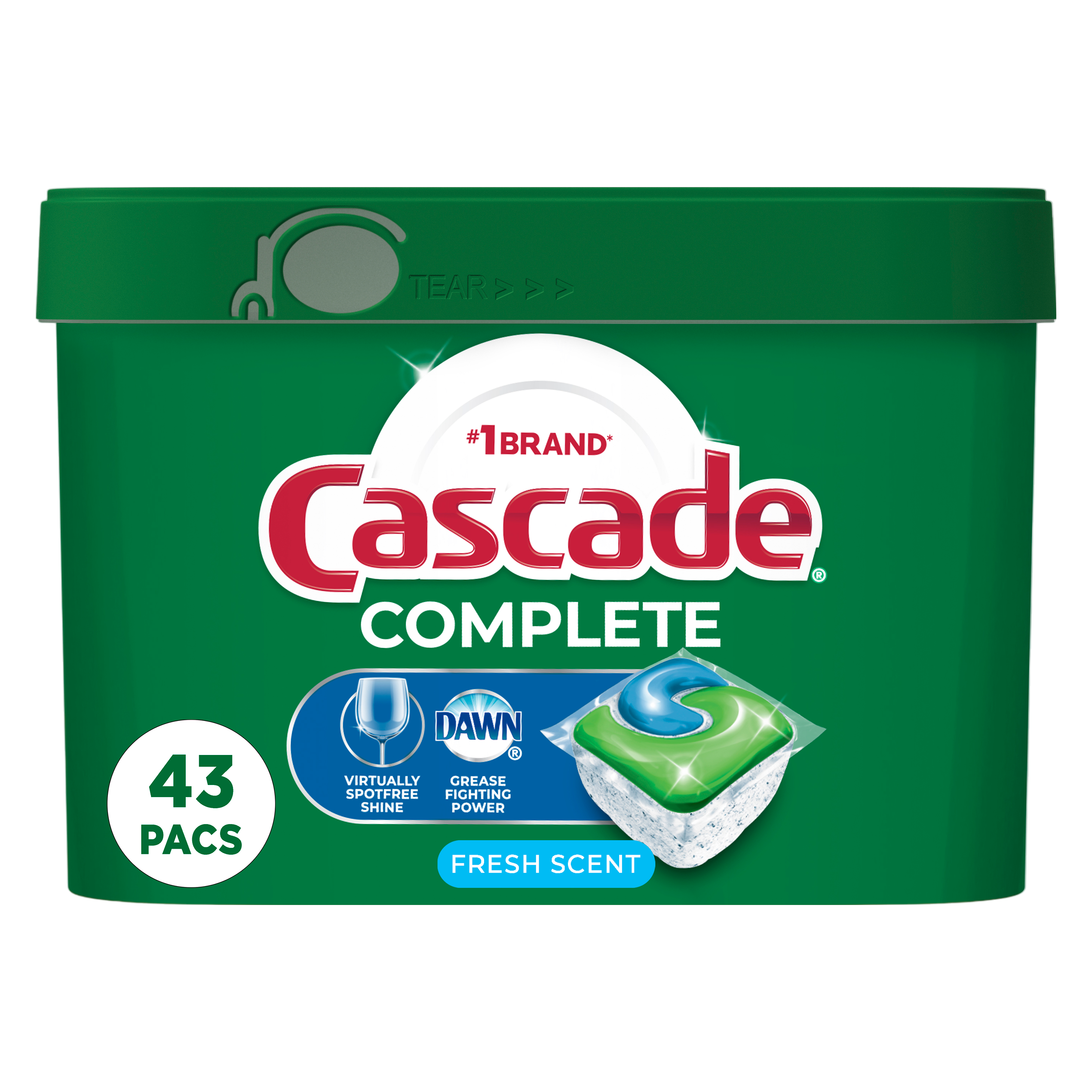 Cascade Complete Pods ActionPacs Dishwasher Detergent Fresh 43ct