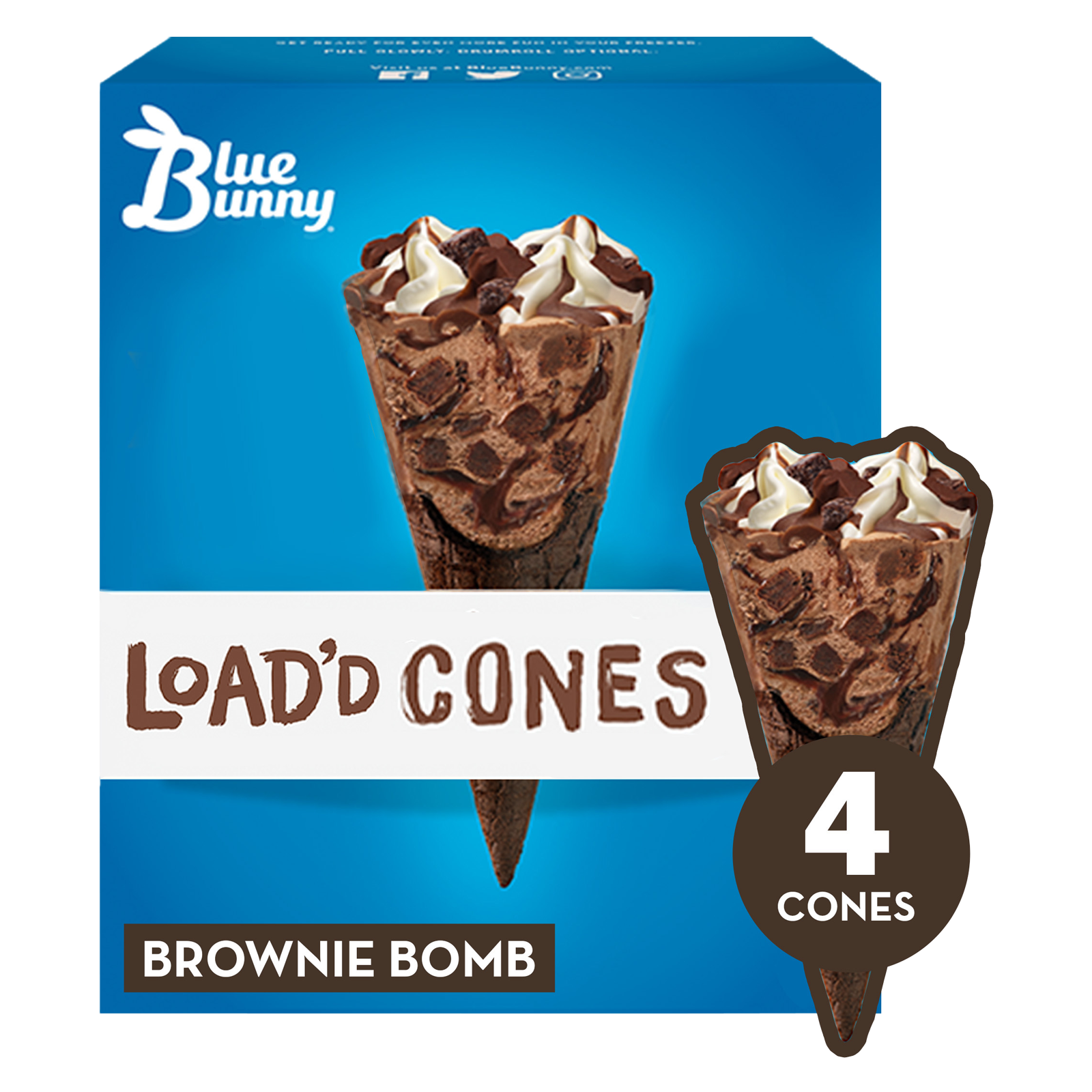 Blue Bunny Brownie Bomb Load'd Cones 4ct