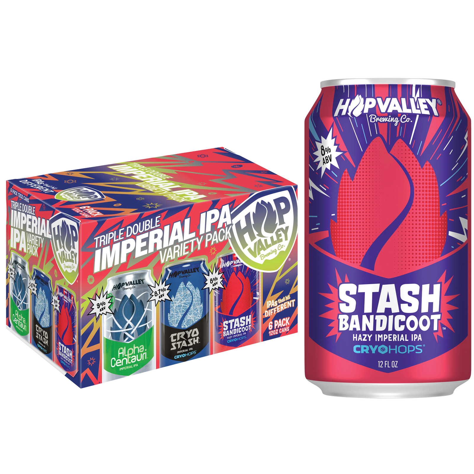 Hop Valley Triple Double Imperial IPA Variety Pack 6pk 12oz Can 9% ABV