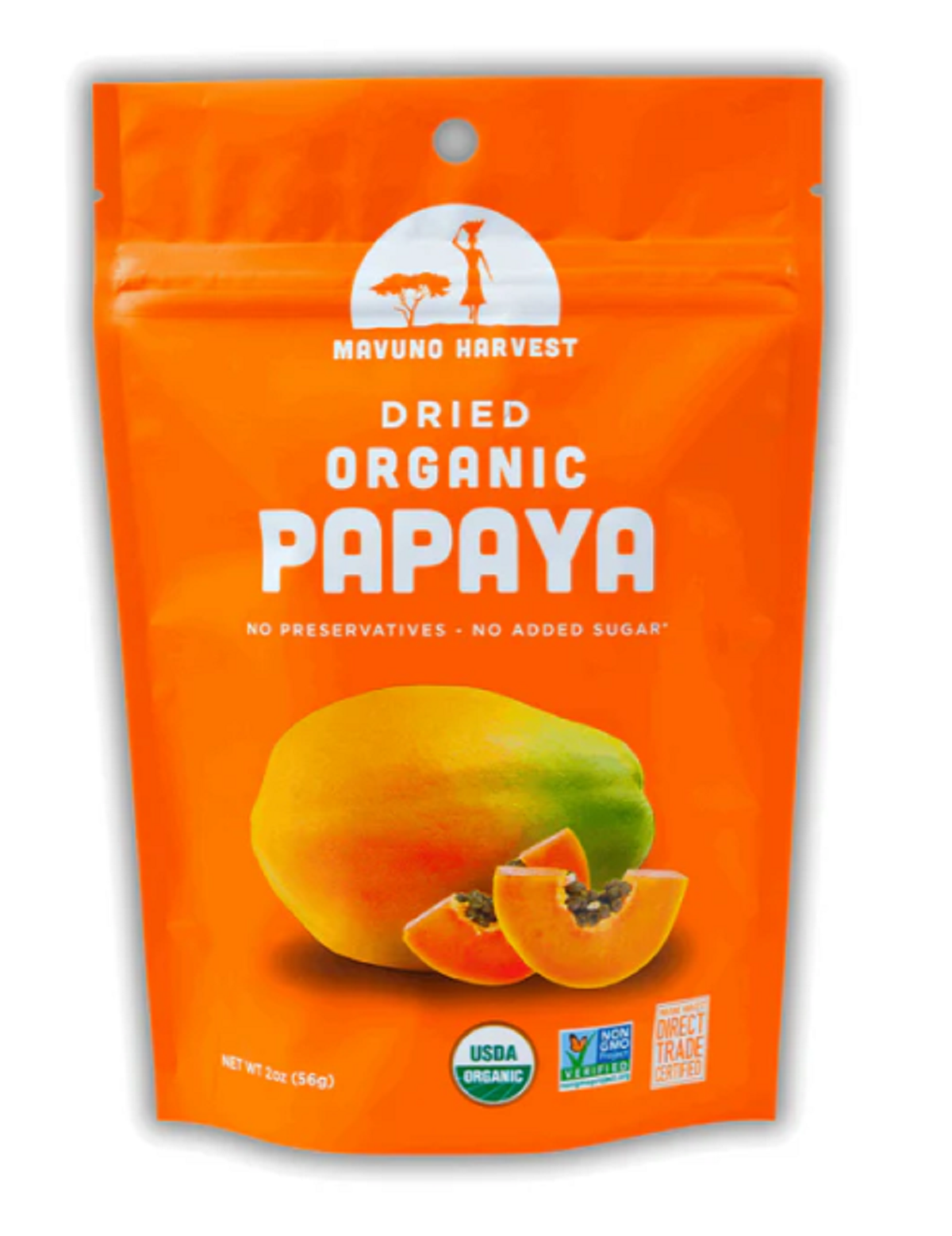 Mavuno Organic Dried Papaya, 2oz