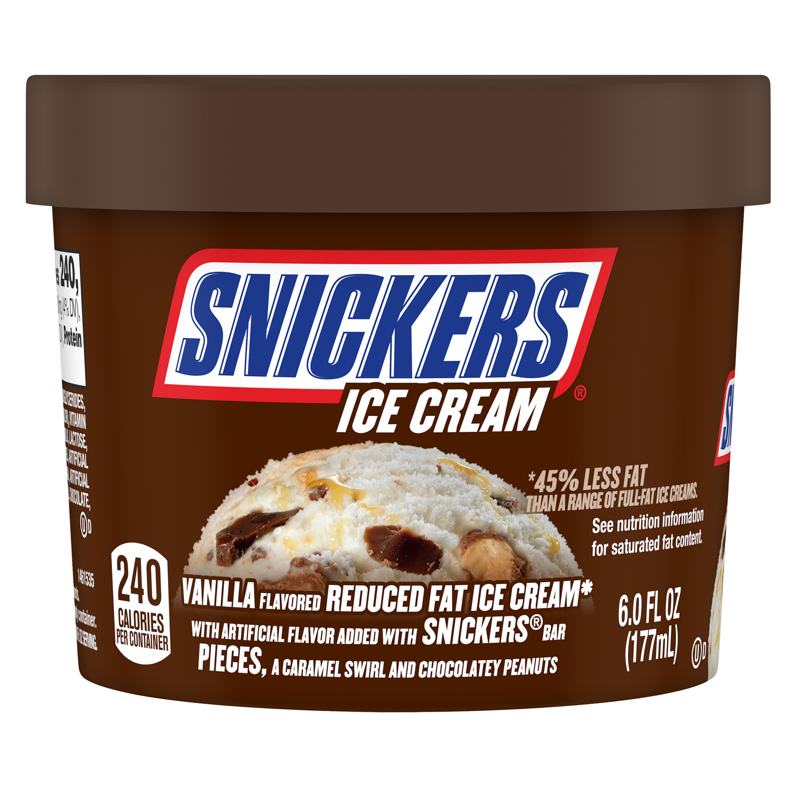 Snickers Vanilla Flavored Reduced Fat Ice Cream Cup 6oz