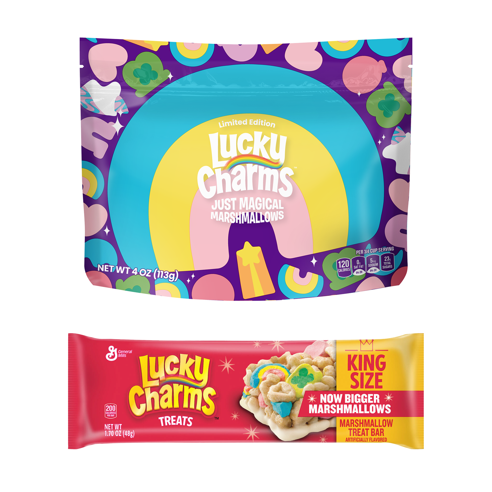 Just Magical Marshmallows® 4oz Bag & Lucky Charms Cereal Bar King Size 1.7oz